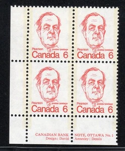 1973 Canada SC# 591 LL - Pearson - Plate # 1 Plate Block M-NH Lot # 2396 - Picture 1 of 2
