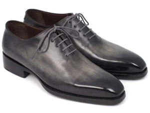 Paul Parkman Goodyear genähte ganz geschnittene Oxfordds grau schwarz handbemalt (ID #044GRY - Bild 1 von 1