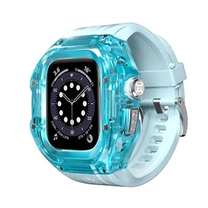 49mm Crystal Transparent Case Rubber Band RM Style Mod Kit For Apple Watch Ultra - Picture 1 of 23