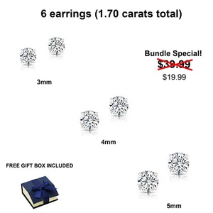 ¡Juego de 3! Pendientes de tachuelas solitario de plata esterlina 925 en tono dorado con tachuelas para dormir - Imagen 1 de 7