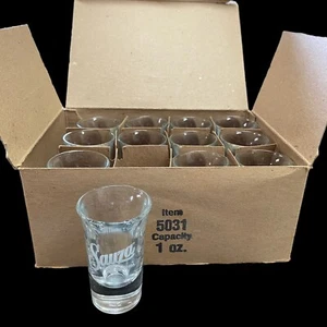 Sauza Tequila Schnapsglas Karton mit 12 ausgestellten 1 Unze Silber Grafik klar Original - Bild 1 von 8