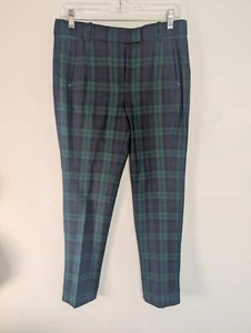 J Crew Womens Maddie Pants Wool Flannel Black Size 6 Academia Plaid Tartan - Imagen 1 de 6