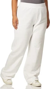 Hanes Fleece Sweatpants ComfortSoft EcoSmart Womens Open Bottom Leg White - Picture 1 of 3