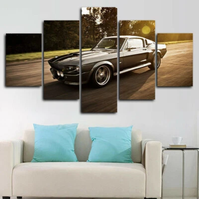 Ford Mustang Eleanor Coche Deportivo 5 Paneles Lienzo Impresión Arte de Pared Decoración del Hogar Foto 1 de 4
