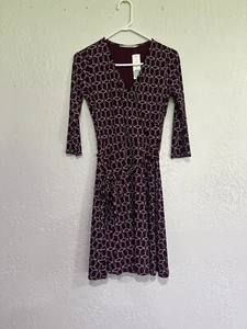 NWT 41 Hawthorn Faux Wrap Dress Purple Geometric Belted Size S - Picture 1 of 7