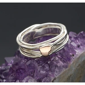 RUBINIA FILODELLAVITA CON CUORERICINO ROSA ARGENTO E Oro 9kt - Foto 1 di 5