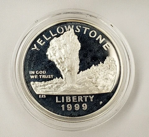 1999 P $1 Yellowstone Commemorative Silver Dollar - PF - C0113 -STOCK Cover