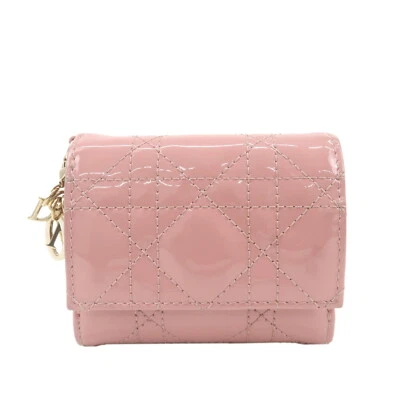 Бумажник Christian Dior Lady Dior Cannage Lotus лакированная кожа подлинный б/у - Изображение 1 из 4