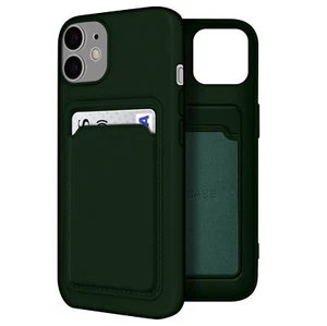 Cover con portacarte per iPhone 12 / 12 Pro in silicone morbido Forcell verde - Foto 1 di 6