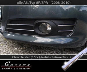 für AUDI A3 8P 8PA 2008-10 mit NSW - 3M Chrom Zierleisten für Kühlergrill unten - Bild 1 von 7