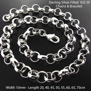 Necklace Real 925 Sterling Silver Filled Solid Statement Belcher Pendant Chains - Picture 1 of 11