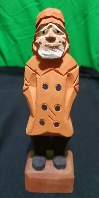 Escultura de madera tallada a mano pescador Ses náutica 8,5" T  Foto 1 de 4