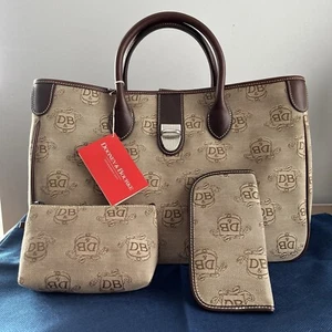 NWT DOONEY & BOURKE Double Handle Tan Canvas & Leather Trim Tote DL50C W8 - Picture 1 of 7