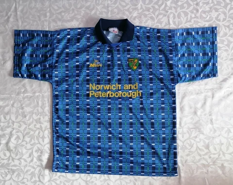 NORWICH CITY 1994/1996 AWAY FOOTBALL SHIRT RARE MITRE JERSEY BLUE SIZE 46/48 Cover