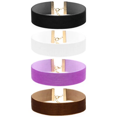 4pcs Women's Gothic Wide Velvet Choker Retro Ribbon Collar Necklace Adjustable - Image 1 of 4