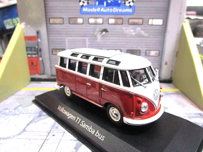 VW Volkswagen Bus T1 Samba Sambabus Fensterbus rot grey 1960 Minichamps Max 1:43 - Bild 1 von 4
