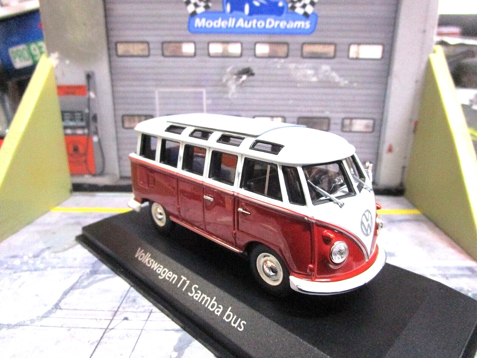 VW Volkswagen Bus T1 Samba Sambabus Fensterbus rot grey 1960 Minichamps Max 1:43 - Bild 1 von 4