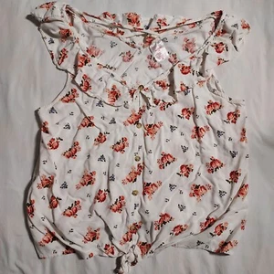 Top para mujer sin límites talla XXL (19) blanco estampado floral sin mangas con cuello en V - Imagen 1 de 7