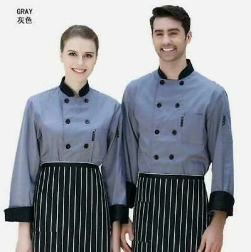 Unisex Chef Jacket Coat Restaurant Hotel Work Uniform Short Mesh Sleeves Women - Image 1 of 1