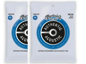 Paquete de 2 cuerdas medianas acústicas auténticas de bronce Martin MA150 80/20 13-56 - Imagen 1 de 3