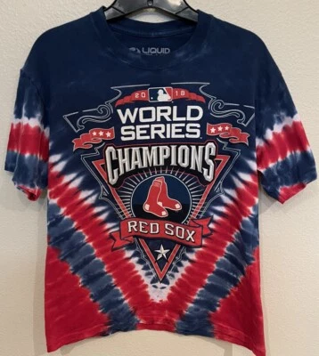 Boston Red Sox T Shirt World Series Champs Sz S Mens Liquid Blue Tie Dye MLB Vtg - Image 1 of 3