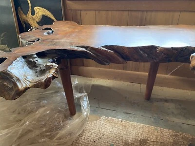 Custom Redwood coffee table made from CA redwood tree by Mario Genovese - Image 1 of 3