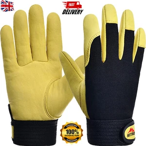 Leather Work Gloves Gardening Thorn Proof Builders Grip Hand Protection Safety - Picture 1 of 5