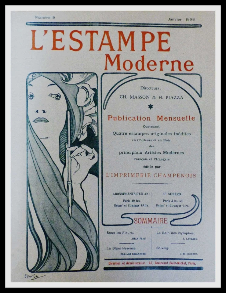 Alphonse MUCHA : L'estampe moderne, lithographie originale signée  1897 - Photo 1/4