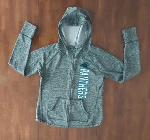 NFL Panthers Full Zip Jacket Women's Size Large Blue Heather Grey Stretch Hoodie - Picture 1 of 22