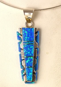 Inlaid Opal Sterling Silver .925 Pendant Signed Steve Francisco - Picture 1 of 6