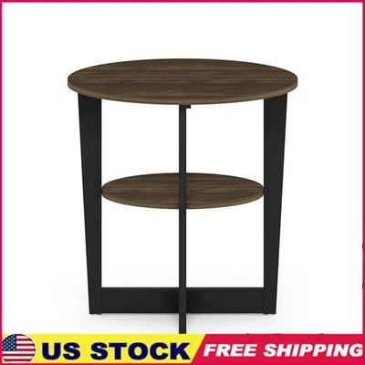 Oval End Table Modern Engineered Wood Storage Open Shelf Indoor Furniture New - Image 1 of 4