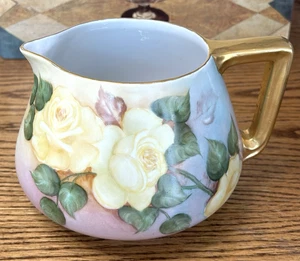 Cider Pitcher Jug B & Co Bernardaud Limoges France Cider Pitcher Yellow Roses - Picture 1 of 16