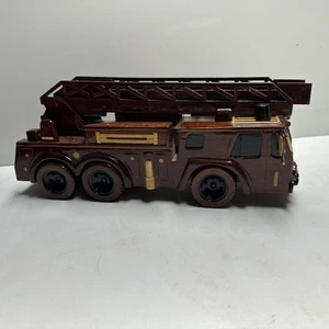 Ladder Fire Truck Mahogany Wooden Model 14"L x 5"W x 6"H - Picture 1 of 7