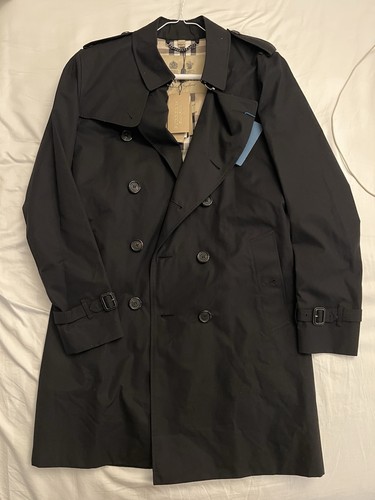 Nuovissimo trench lungo Burberry Heritage Sandringham nero taglia US42 EU52