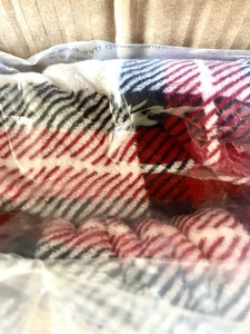 Bel Citrine Family Sized Blanket 10ft X 10ft 120” X 120” Red Blue Plaid NEW - Picture 1 of 3