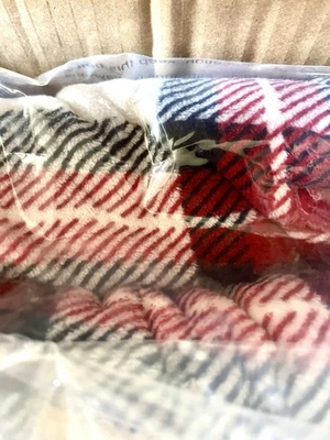 Bel Citrine Family Sized Blanket 10ft X 10ft 120” X 120” Red Blue Plaid NEW - Image 1 of 3