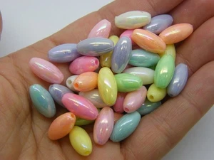 200 Oval rice beads random mixed AB acrylic BB400 - Picture 1 of 3