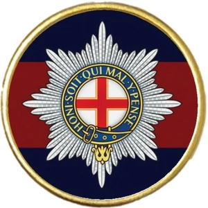 Coldstream Guards Regiment Military Gold Colour Round Badge And Velvet Bag - Picture 1 of 4