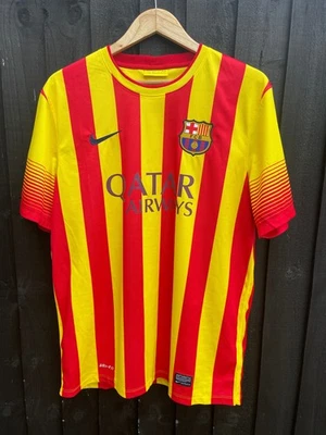 Rare Mens NIKE FC BARCELONA AWAY FOOTBALL SHIRT 2013-14 532823-703 Jersey Top L - Image 1 of 4