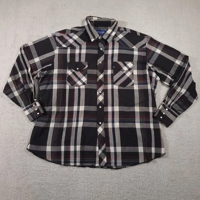 Wrangler Western Shirt Mens 2X Big Pearl Snap Long Sleeve Plaid Workwear Cowboy - Image 1 of 4