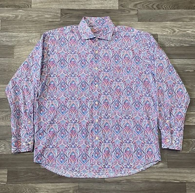 Camisa Alan River Floral Puño Abatible Abotonada Para Hombres Grande Multicolor Club Baile Foto 1 de 4