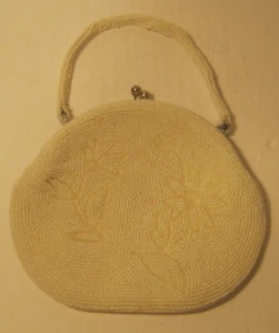 Antique DELILL Handmade White Beaded OPERA STYLE Purse EXCELLENT Overall!!!! - Picture 1 of 5