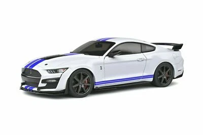1/18 Solido 2020 Ford Mustang Shelby GT500 White w/ Blue Stripes S1805904 (NEW) - Image 1 of 4
