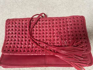 Rare Jigsaw Red Clutch Bag, Real Leather - Picture 1 of 6
