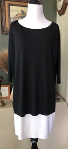 Bailey 44 B&W Weighty Jersey Knit Layered 3/4 Sleeve Shift Dress M - Picture 1 of 5