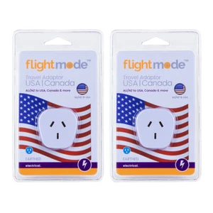 2x Flightmode Outbound Travel US & Canada 3-Pin Style Plug/Adapter 10A Type B - Picture 1 of 5
