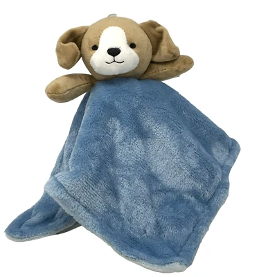 CARTER'S 棕色小狗蓝色可爱毛绒全新带标签 2020 年男宝宝安全毯 — 第 1/4 张图片