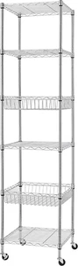 Heavy Duty 6 Tier Wire Shelving Unit with Wheels 18X18X72Inches 6 Shelves Storag - Picture 1 of 12