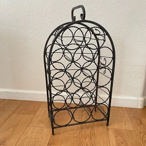 Metall Weinregal schwarz hält 11 Flaschen tragbar Arbeitsplatte Vintage Bar Dekor - Bild 1 von 7