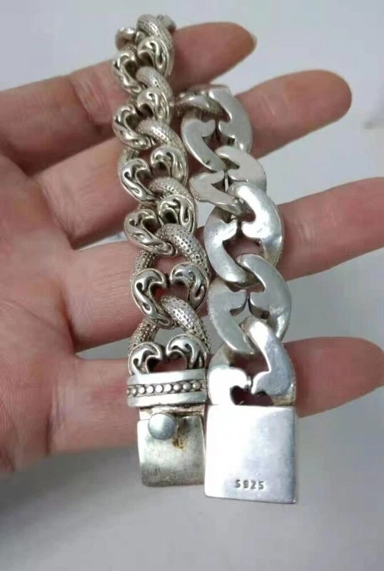 Requintada pulseira chinesa tibetana prata feita à mão chicote de equitação - Imagem 1 de 4